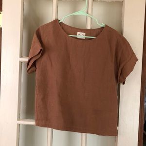 OffOn linen relaxed fit top size small hazel